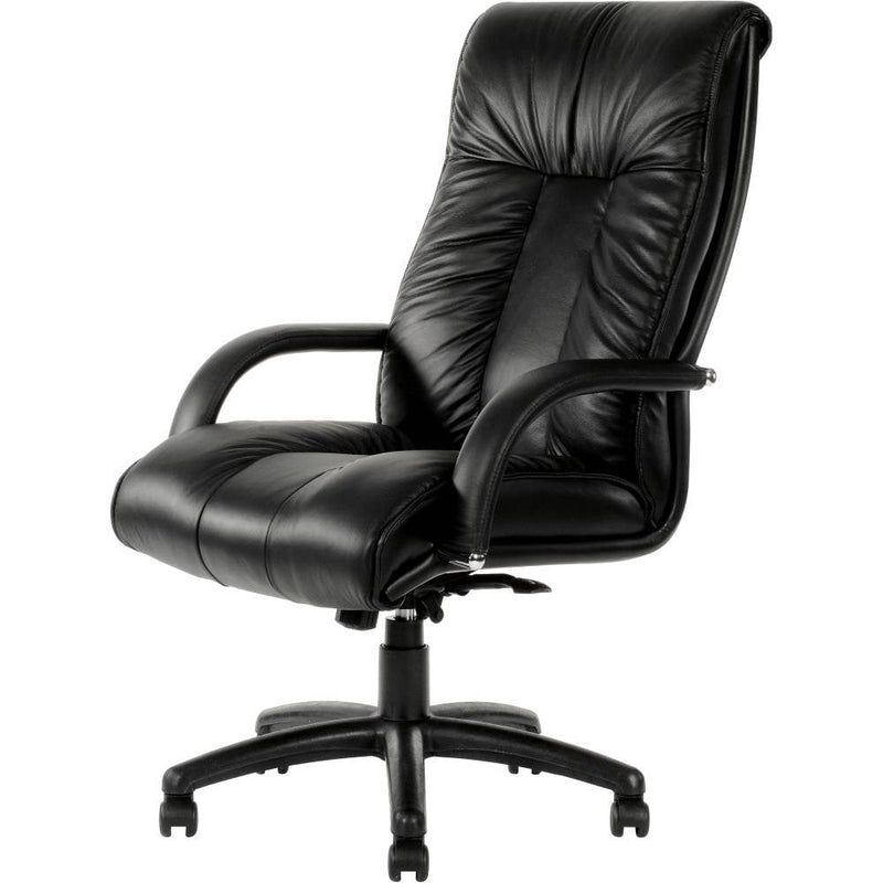 Statesman Executive High Back Leather Chair With Padded Arms Black ...