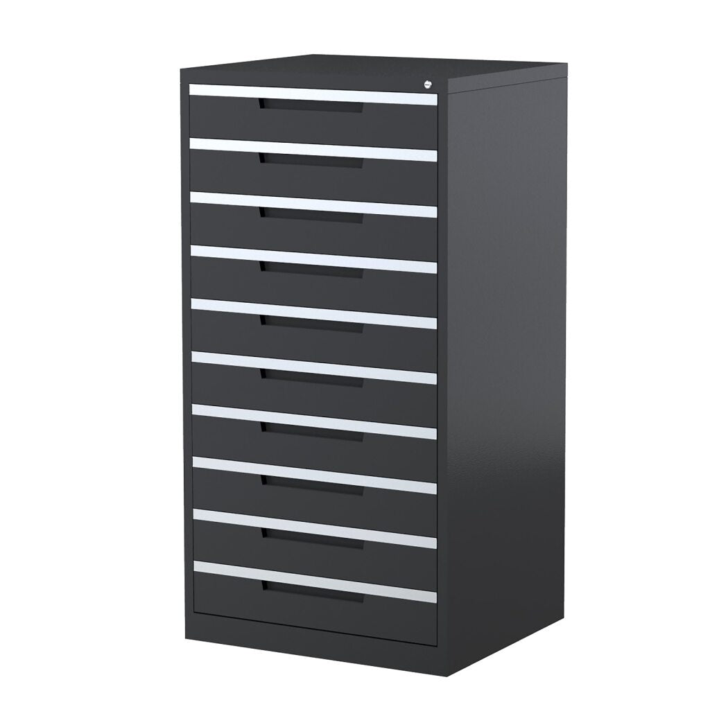 Steelco Steel Multimedia Storage Cabinet Silver Grey 710W x 620D x 1370H 10 Drawer Silver & Grey | Office Furniture Designs