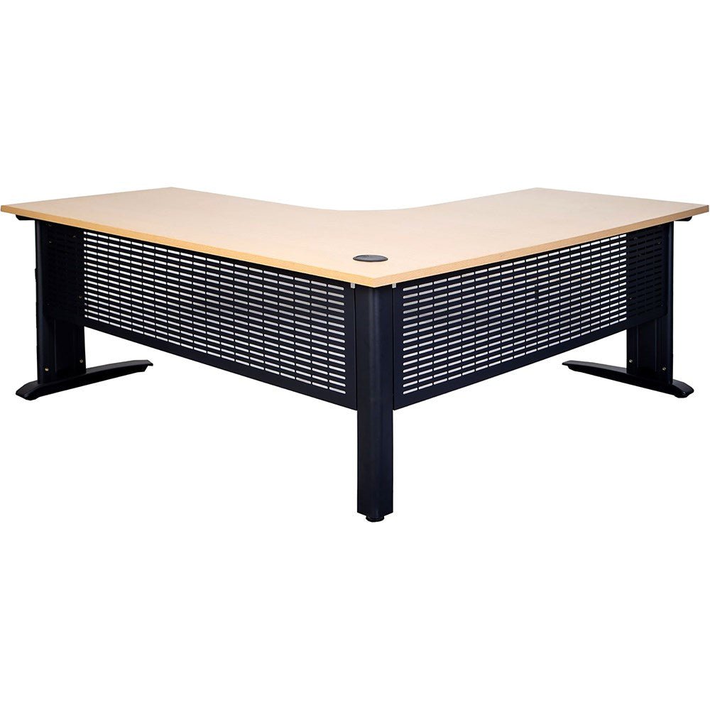 Summit Corner Workstation 1500W x 1500D x 750H Beech & Black | Office Furniture Designs