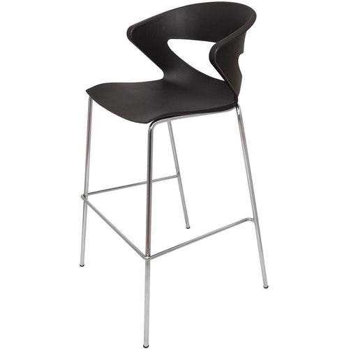 Taurus Stool 4 Leg Chrome Frame Poly Shell Black | Office Furniture Designs