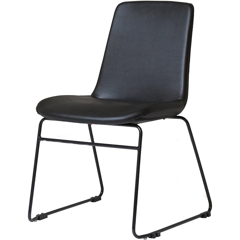 Tempo Visitor Chair Sled Base PU Black | Office Furniture Designs