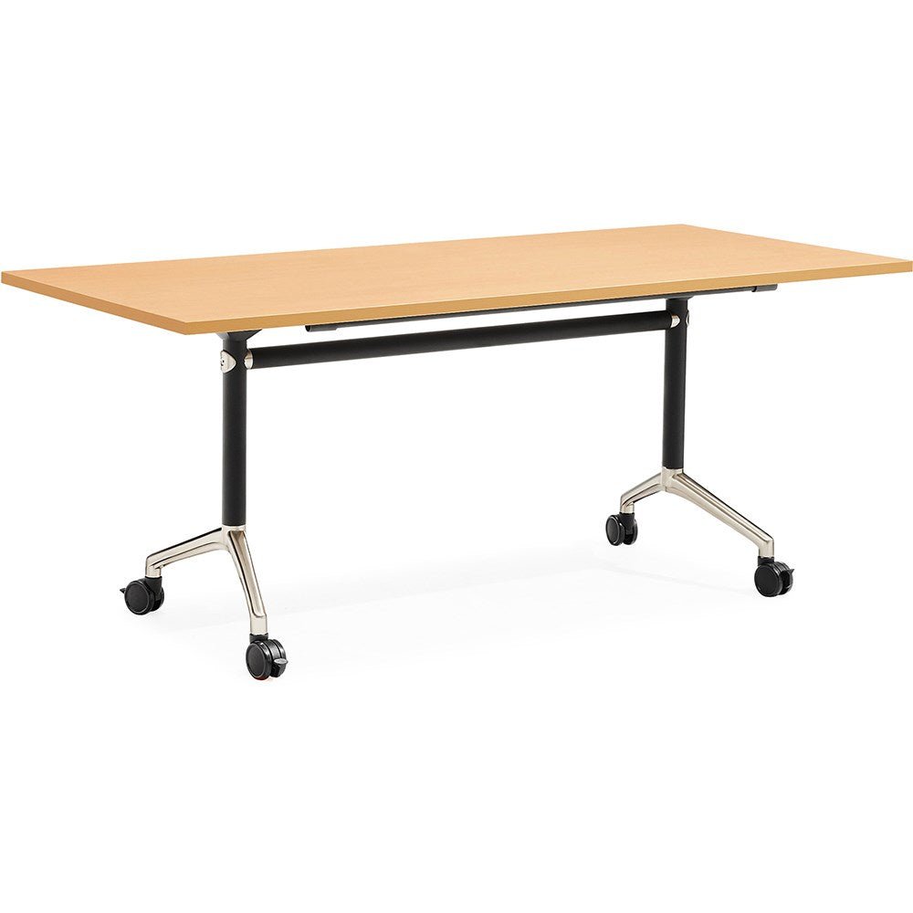 Typhoon Flip Top Table 1500W x 750D x 750H Beech & Black & Silver | Office Furniture Designs