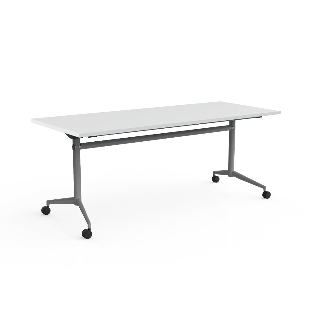 Uni Flip Table 1200W x 600D x 720mmH Silver White | Office Furniture Designs