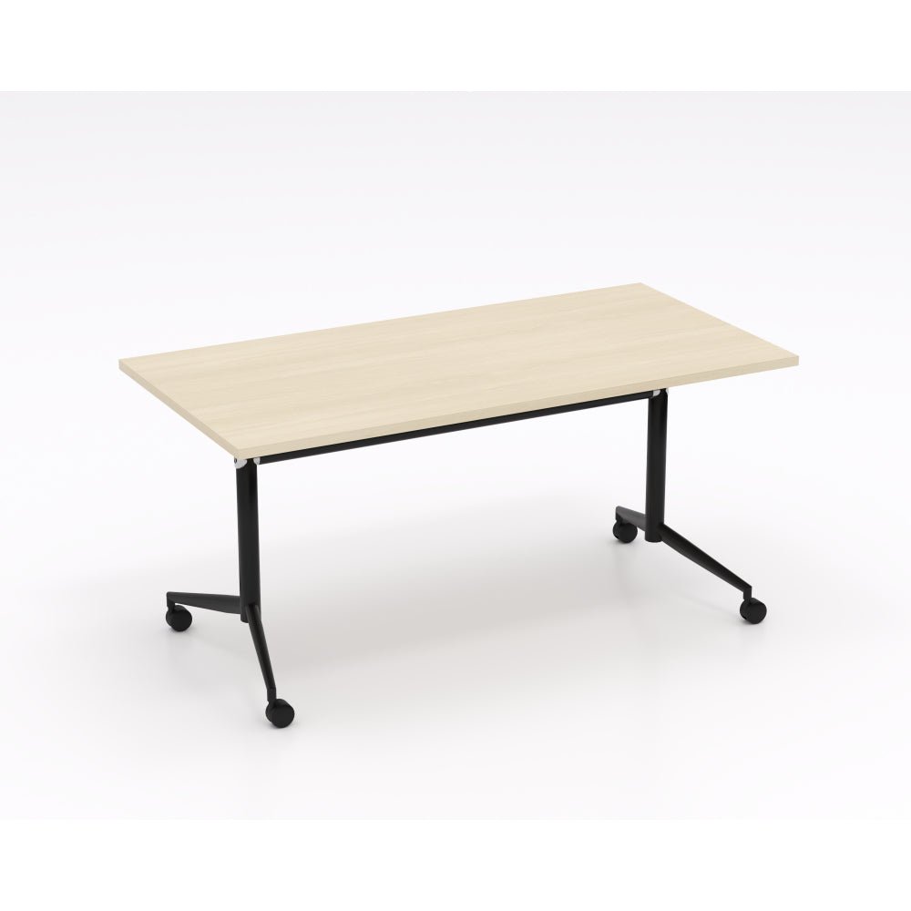 Uni Flip Table 1500W x 750D x 720mmH Black Maple | Office Furniture Designs