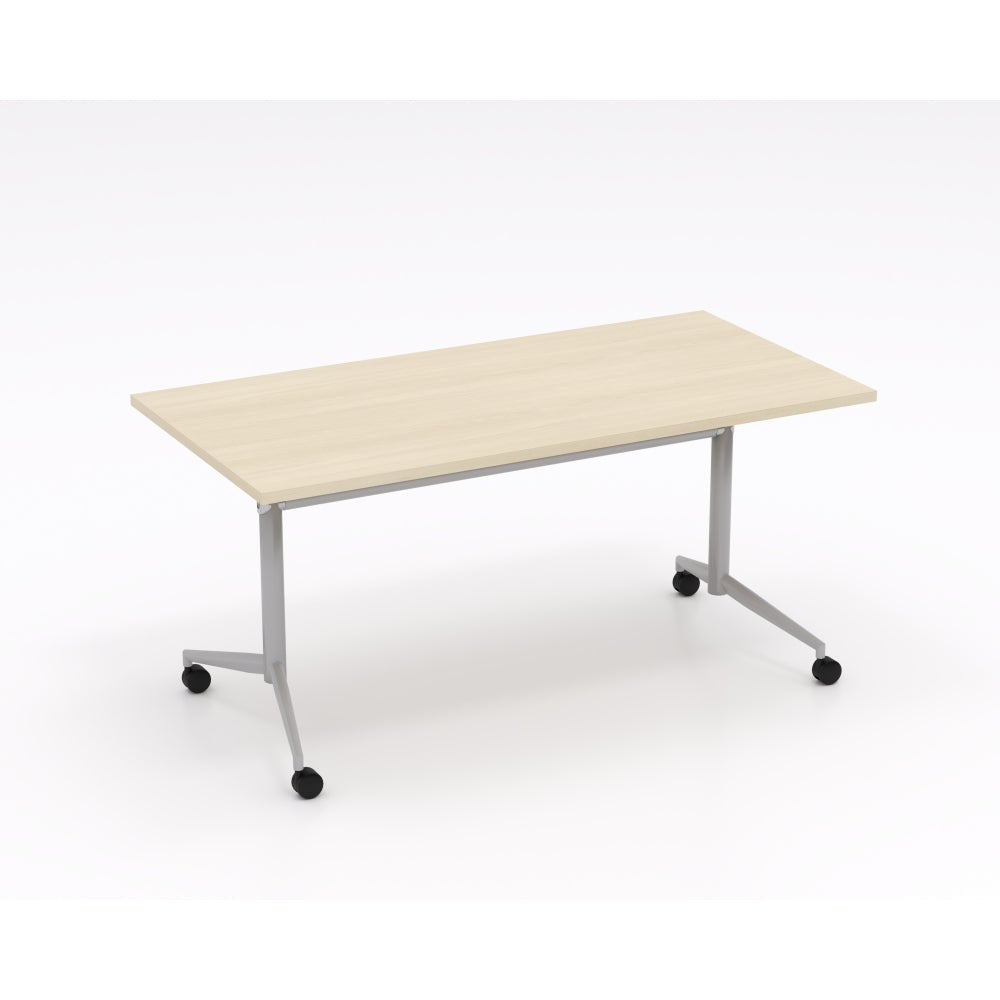Uni Flip Table 1500W x 750D x 720mmH White Maple | Office Furniture Designs