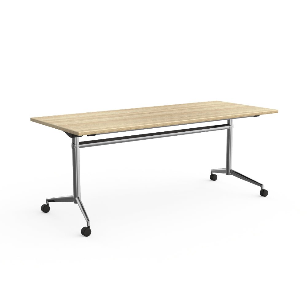 Uni Flip Table 1600W x 600D x 720mmH Silver Oak | Office Furniture Designs
