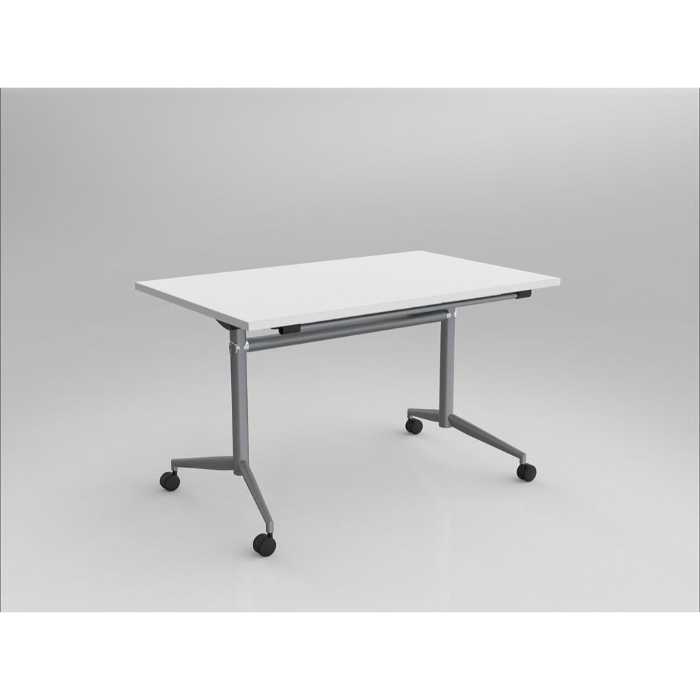 Uni Flip Table 1600W x 600D x 720mmH Silver White | Office Furniture Designs