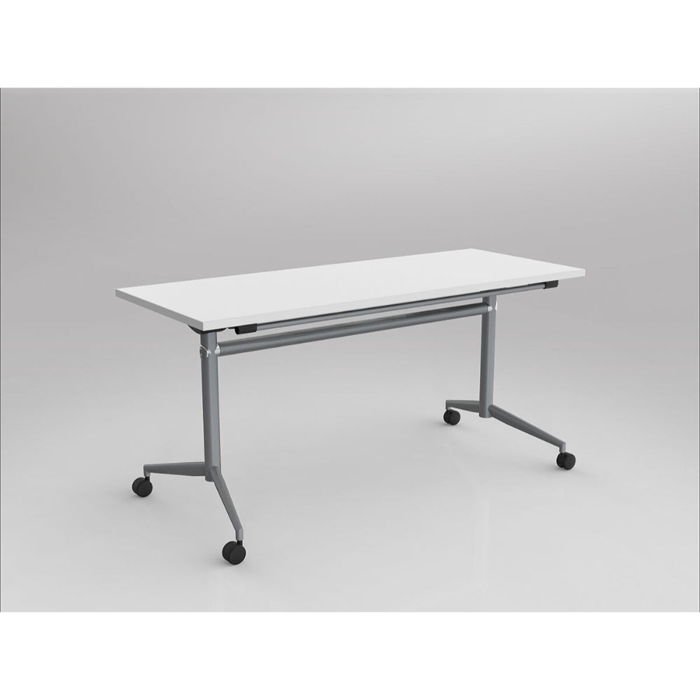 Uni Flip Table 1800W x 600D x 720mmH Silver White | Office Furniture Designs