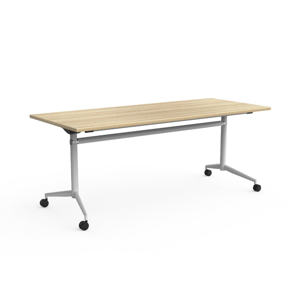 Uni Flip Table 1800W x 600D x 720mmH White Oak | Office Furniture Designs