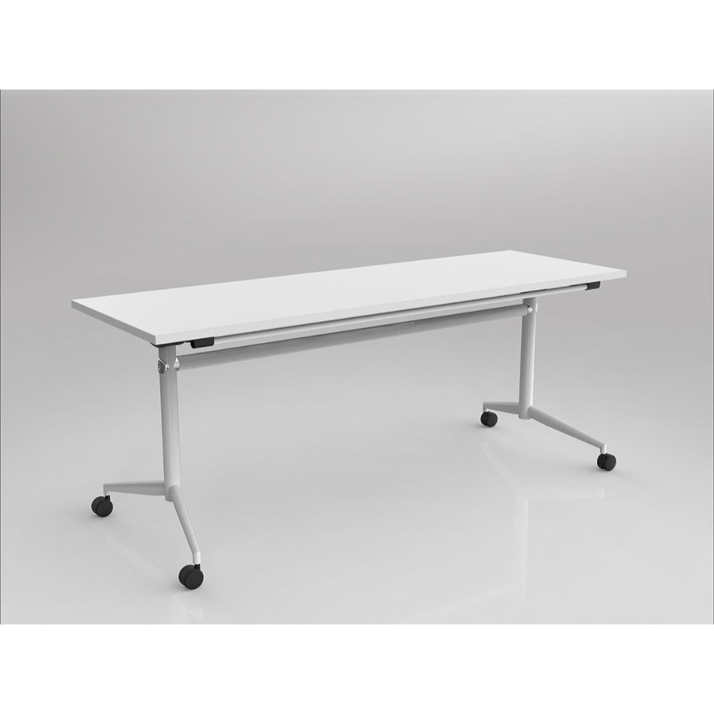 Uni Flip Table 2100W x 900D x 720mmH White White | Office Furniture Designs