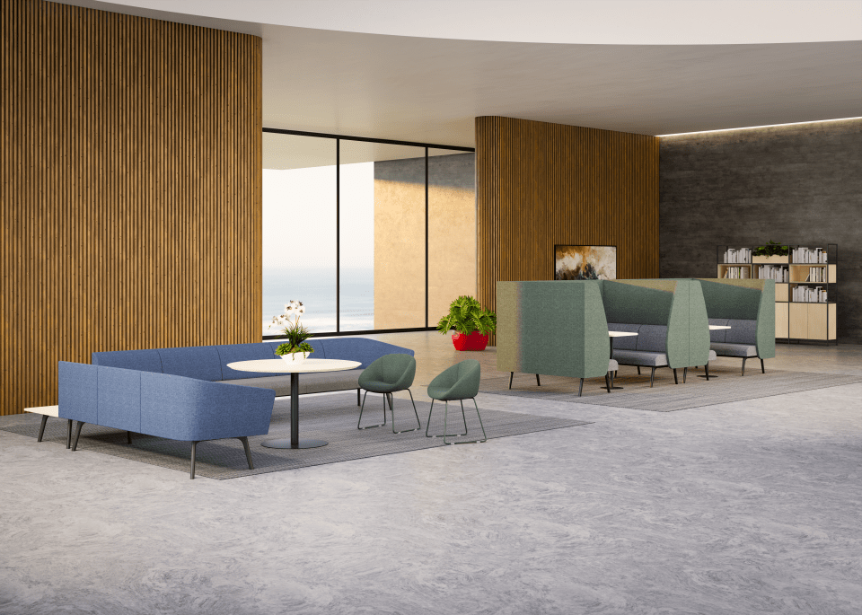 Willow Booth 2 Seater Onyx & Green | Office Furniture Designs