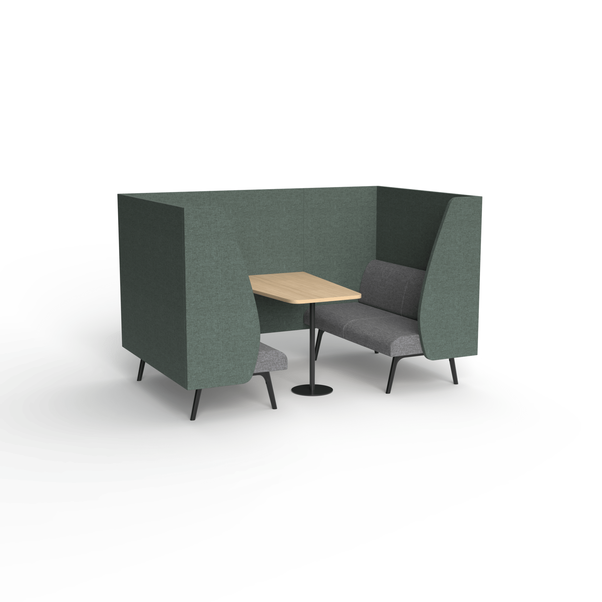 Willow Booth 4 Seater Onyx & Green | Office Furniture Designs