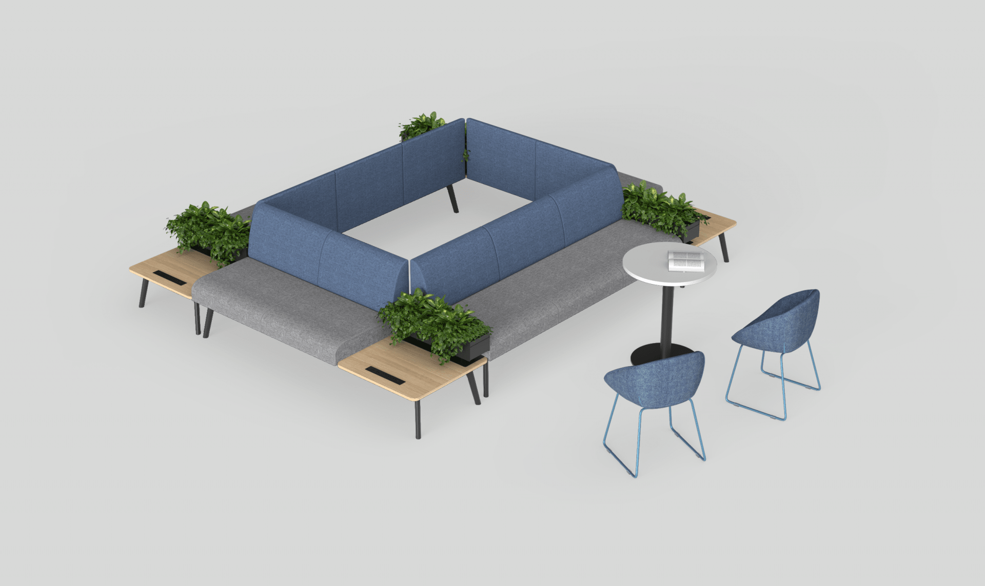 Willow Modular Lounge 21 Charcoal Black Metal | Office Furniture Designs