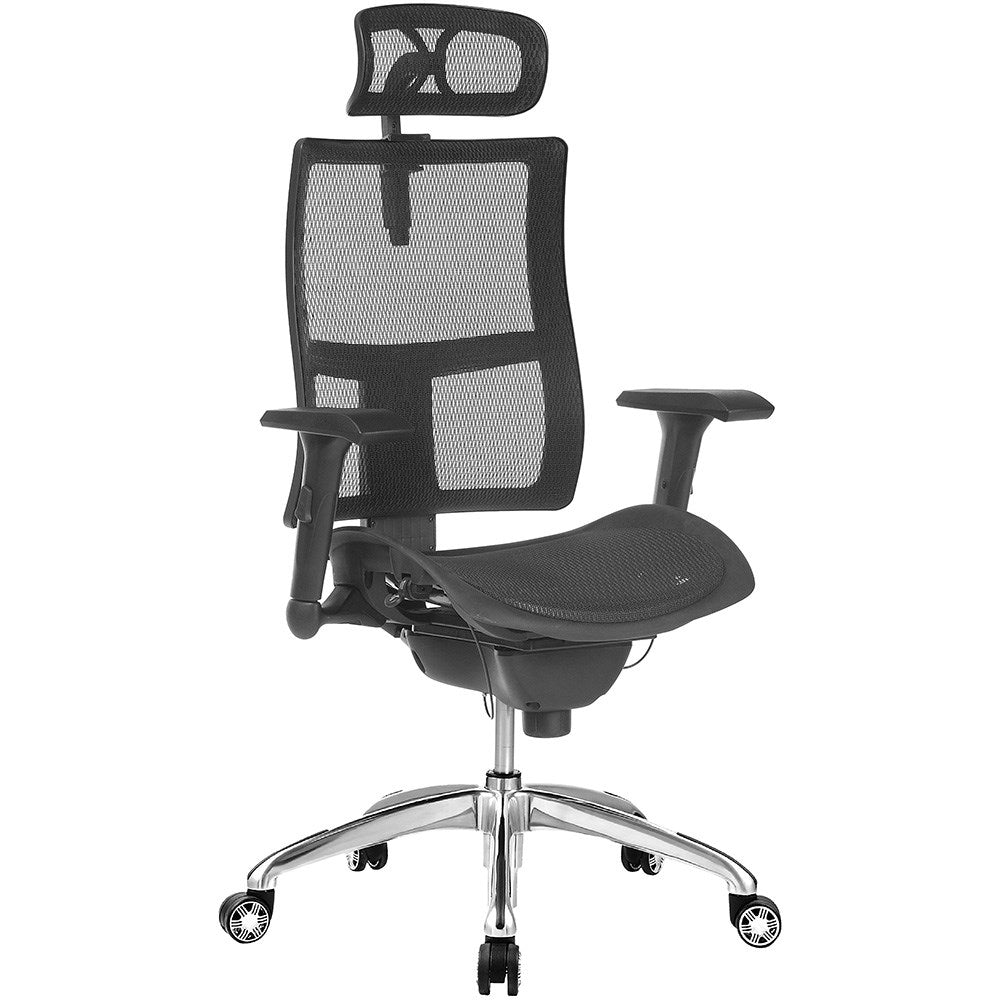 Zodiac Executive Chair High Back With Arms And Headrest Mesh Back Black | Office Furniture Designs